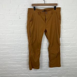 PrAna Women's Flat Front Straight Leg Pull-On Short Inseam Pants Brown Size 16